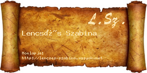 Lencsés Szabina névjegykártya
